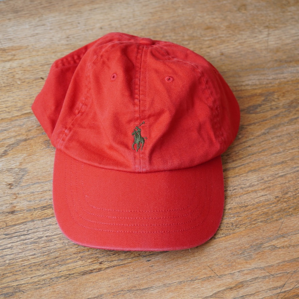 Vintage Polo Ralph Lauren Red Cotton Baseball Cap Pony Logo Adjustable Hat
